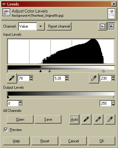 Adjust Levels Menu